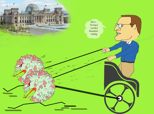 Cartoon: Spahn - Covid Krieger (medium) by menschenskindergarten tagged corona,spahn,virus,pandemie