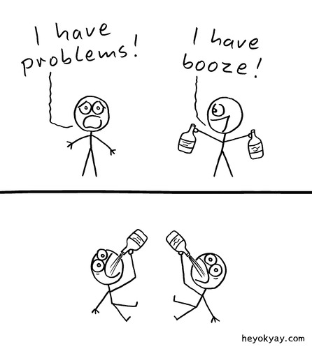 Cartoon: Problems (medium) by heyokyay tagged problems,solution,drinking,booze,alcohol,funny,heyokyay