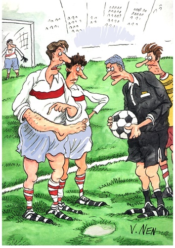 Cartoon: football (medium) by Vladimir Nen tagged foot,football,game,the,referee,penalty,fine,championship,winning,hand