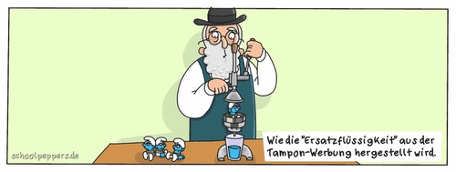 Cartoon: Schoolpeppers 155 (medium) by Schoolpeppers tagged schlümpfe,vader,abraham,tampon,werbung