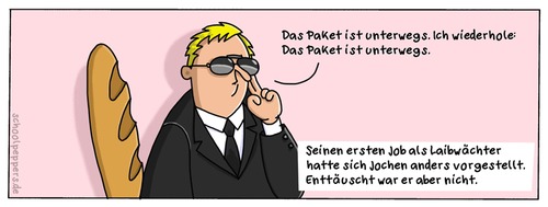 Cartoon: Schoolpeppers 186 (medium) by Schoolpeppers tagged brot,leibwächter,security,bodyguard