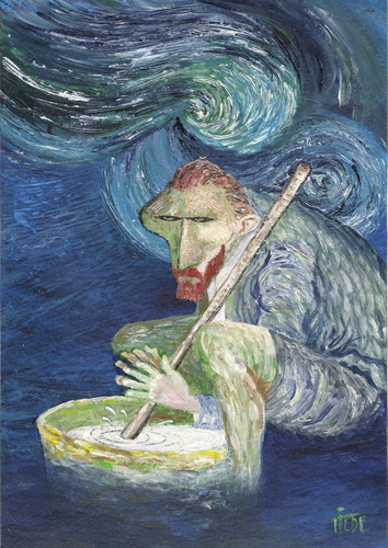 Cartoon: Als van Gogh .... (medium) by tiede tagged tiedemann,niederlande,maler,joghurt,rechtsdrehender,gogh,van,tiede,van gogh,maler,joghurt,niederlande,rechtsdrehender,van,gogh