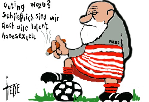 Cartoon: Coming out (medium) by tiede tagged coming,out,htzelsperger,fussball,homosexualität,coming,out,htzelsperger,fussball,homosexualität