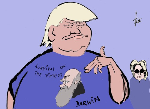 Cartoon: Trump (medium) by tiede tagged karikatur,cartoon,tiede,clinton,trump,trump,clinton,tiede,cartoon,karikatur
