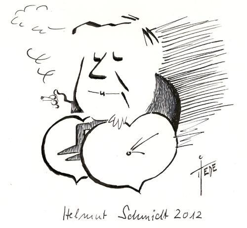Cartoon: Helmut Schmidt 2012 (medium) by tiede tagged karikatur,cartoon,tiedemann,joachim,tiede,loki,loah,ruth,lebensgefährtin,schmidt,helmut,helmut schmidt,lebensgefährtin,helmut,schmidt