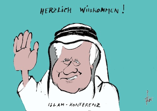 Cartoon: Islamkonferenz (medium) by tiede tagged islamkonferenz,seehofer,muslime,tiede,cartoon,karikatur,islamkonferenz,seehofer,muslime,tiede,cartoon,karikatur