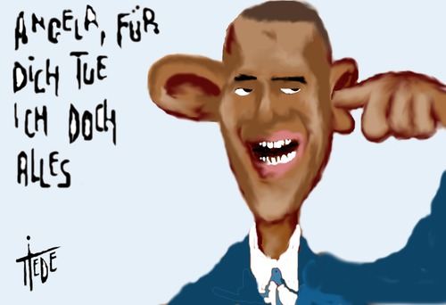 Cartoon: Obama tut alles (medium) by tiede tagged obama,nsa,merkel,obama,nsa,merkel