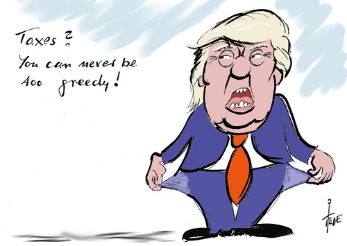 Cartoon: Trump taxes (medium) by tiede tagged trump,taxes,tiede,cartoon,karikatur,trump,taxes,tiede,cartoon,karikatur