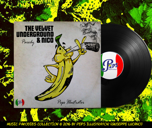 Cartoon: Velvet Underground (medium) by Peps tagged velvet,underground,andywarhol,loureed,rock,banana,smoke,joint