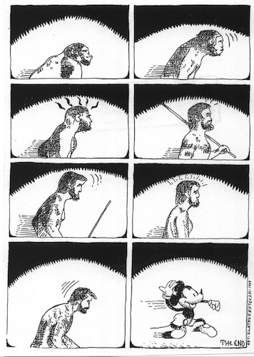 Cartoon: Evolution (medium) by Zlatko Iv tagged man,zentrum,zirkus,liebe,love,art,kultur,homo,mickey