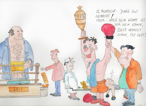 Cartoon: Jahreswechsel (medium) by Denno tagged der,neue,gegner