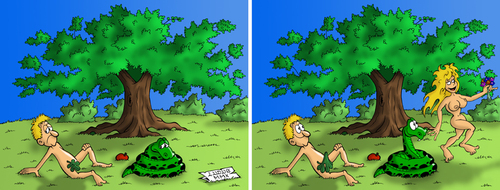 Cartoon: Adam and Eve (medium) by Ludus tagged adam,eve,paradise
