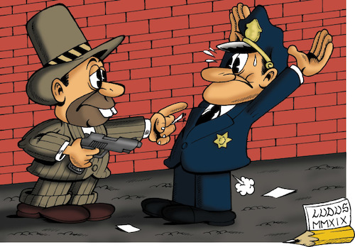 Cartoon: Gangster life (medium) by Ludus tagged gangster,crime,policeman
