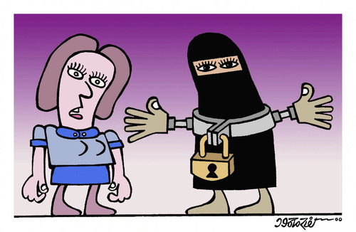 Cartoon: Niqab Hands (medium) by kifah tagged niqab,hands