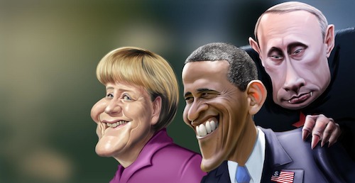 Cartoon: Merkel Obama Putin (medium) by carstenmell tagged merkel,obama,putin