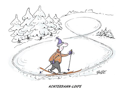 Cartoon: Achterbahn-Loipe (medium) by BuBE tagged wintersport,langlauf,loipe,achterbahn