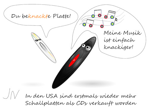 Cartoon: CD im Vollrausch? (medium) by Jochen N tagged schallplatte,musik,schellack,vinyl,knack,knister,beknackt,pril,musiknoten,platte,nostalgie,klang
