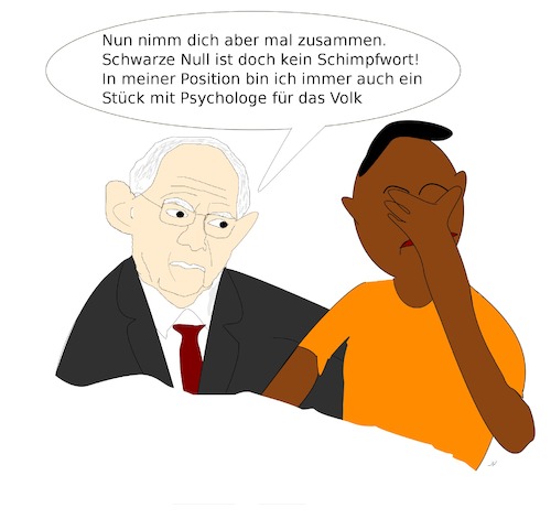 Cartoon: Schäuble hilfsbereit (medium) by Jochen N tagged schäuble,schwarzer,neger,schwarz,diskriminierung,diskriminierend,schwarze,null,finanzminister,psychologe,sozialarbeit,mobbing,benachteiligt,schimpfen,migration,cdu,flüchtling,afrika,hilfsbereit