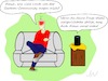 Cartoon: Alexa (small) by Jochen N tagged alexa,fragen,smart,amazon,computer,box,sprachassistent,datensicherheit,überwachung,kontrolle,maik,sessel,scham,schüchtern
