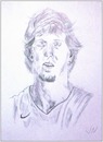 Cartoon: Dirk Nowitzki (small) by Jochen N tagged dirk,nowitzki,portrait,ball,basketball,dallas
