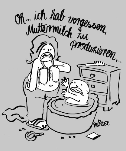 Cartoon: Mütterlich (medium) by REIBEL tagged mutter,jung,kind,muttermilch,natur,drüsen,brust,baby,hunger,vergesslich,kinderzimmer,wiege,mutter,jung,kind,muttermilch,natur,drüsen,brust,baby,hunger,vergesslich,kinderzimmer,wiege