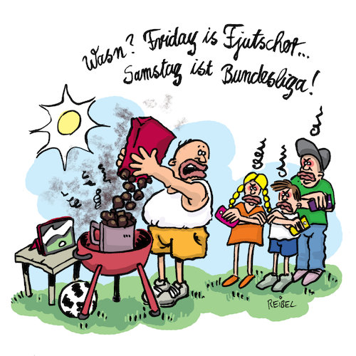 Cartoon: samstag for bundesliga (medium) by REIBEL tagged klimawandel,kohle,grill,fridayforfuture,greta,umwelt,aktivist,klimawandel,kohle,grill,fridayforfuture,greta,umwelt,aktivist