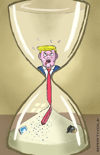 Cartoon: Now it s getting tight! (medium) by Barthold tagged donald,trump,president,united,states,final,stage,hourglass,smartphone,twitter,opinion,polls,presidency,loser,elections,cartoon,caricature,barthold,donald,trump,president,united,states,final,stage,hourglass,smartphone,twitter,opinion,polls,presidency,loser,elections,cartoon,caricature,barthold