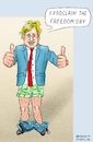 Cartoon: B. Johnson s Freedom Day (small) by Barthold tagged boris,johnson,freedom,day,july,19,end,lift,corona,rules,restrictions,surge,infections,delta,virus,third,wave,pants,down,boxer,shorts,cartoon,caricature,barthold