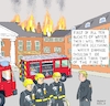 Cartoon: Extremely Wise Crisis Manager (small) by Barthold tagged usa,donald,trump,corona,virus,epidemic,pandemic,covid,19,sars,cov2,measures,containment,stemming,spread,overstraining,health,system,firefighters,burning,house,fire,engine,squad,leader,water,damage,bucket,caricature,barthold