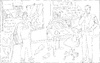 Cartoon: Top-Kunst-Schnäppchen (small) by Barthold tagged vater,sohn,baselitz,georg,diebstahl,hehler,jugendlicher,bude,bild,gemälde,kunstwerk,selbstportrait,bahnhof,typ,depot