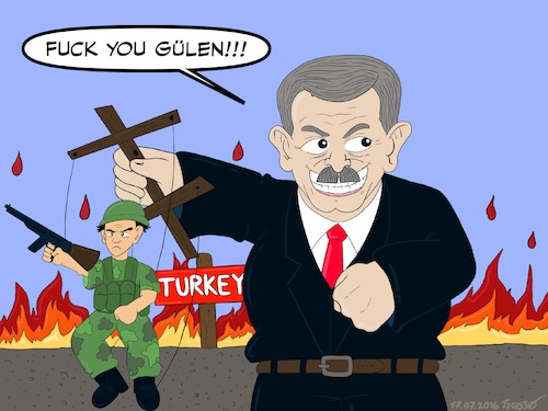 Cartoon: Putsch_Tuerkei_Coup_Turkey (medium) by Tacasso tagged coup,turkey,fetullah,gülen,recep,tayyip,erdogan,türkei,putsch,terrorist,military,militär