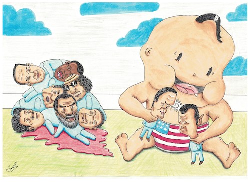 Cartoon: A violent baby (medium) by OFD tagged usa,united,states,of,america,us,dictators