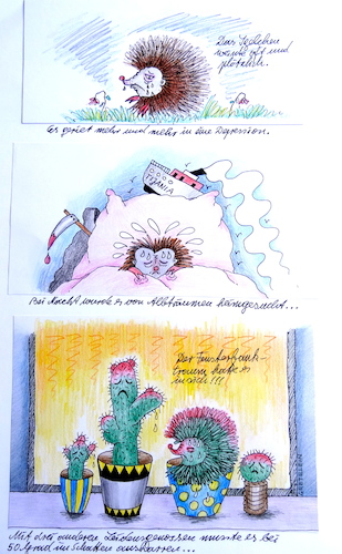 Cartoon: kleine igeldepression (medium) by katzen-gretelein tagged tiere,igel,depression,träume,toilettenbedrängnis