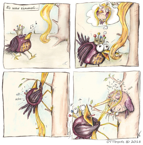 Cartoon: RApuNZEL (medium) by OTTbyrds tagged rapunzel,märchen,prinz,prinzessin,haar,ranzig,fairytale,oldstories