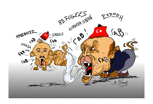 Cartoon: Suleiman Soyilu Erntogan (medium) by vasilis dagres tagged erntogan,soyilu,eurore,greece,turkey