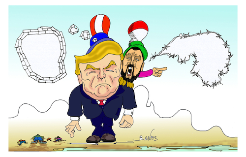 Cartoon: The parrot (medium) by vasilis dagres tagged immigrants,refugees,trump,salvini,eyropean,union