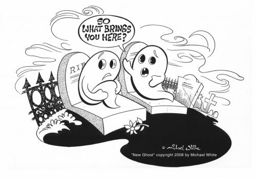 Cartoon: A New Ghost (medium) by mwhite64 tagged ghost,halloween,death,graveyard
