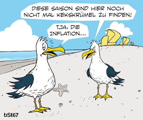 Cartoon: Inflationssommer (medium) by bSt67 tagged inflation,sommer,strand,sandstrand,ferien,strandkorb,möwe