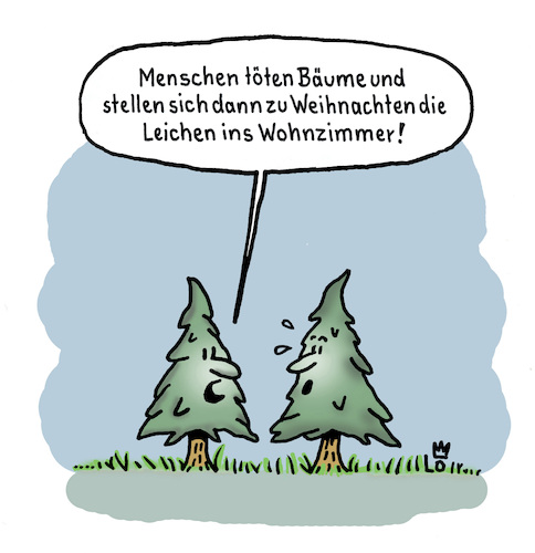 Cartoon: Bäume töten (medium) by Lo Graf von Blickensdorf tagged weihnachtsbaum,tanne,fichte,tannenbaum,töten,bäme,weihnachten,karikatur,lo,graf,cartoon,wald,baum,fällen,absägen,satire,natur,baumfäller,co2,bilanz,weihnachtsbaum,tanne,fichte,tannenbaum,töten,bäme,weihnachten,karikatur,lo,graf,cartoon,wald,baum,fällen,absägen,satire,natur,baumfäller,co2,bilanz