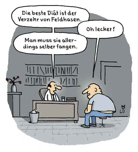 Cartoon: Diättipp (medium) by Lo Graf von Blickensdorf tagged diät,ernährungsberatung,patient,berater,fett,übergewicht,feldhase,karikatur,lo,graf,cartoon,büro,gesundheit,adipositas,brigitte,krankenkasse,abnehmen,diät,ernährungsberatung,patient,berater,fett,übergewicht,feldhase,karikatur,lo,graf,cartoon,büro,gesundheit,adipositas,brigitte,krankenkasse,abnehmen