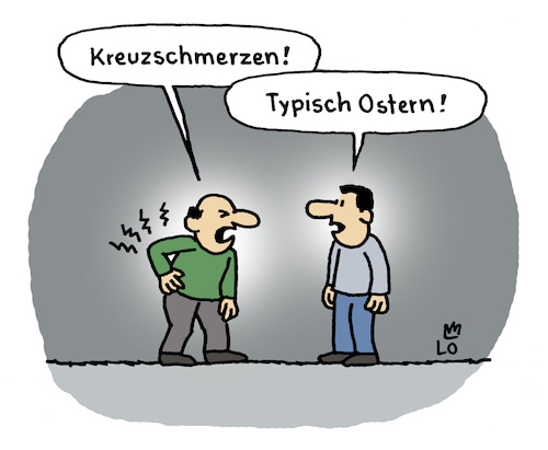 Cartoon: Kreuzschmerzen (medium) by Lo Graf von Blickensdorf tagged ostern,jesus,kreuz,schmerzen,rückenschmerzen,männer,karikatur,lo,graf,cartoon,kreuzschmerzen,osterfest,ostern,jesus,kreuz,schmerzen,rückenschmerzen,männer,karikatur,lo,graf,cartoon,kreuzschmerzen,osterfest