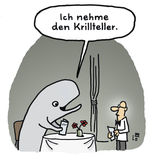Cartoon: Krillteller (medium) by Lo Graf von Blickensdorf tagged restaurant,wal,buckelwal,wortspiel,krillteller,grillteller,karikatur,ober,kellner,essen,nahrung,mann,tisch,ostsee,restaurant,wal,buckelwal,wortspiel,krillteller,grillteller,karikatur,ober,kellner,essen,nahrung,mann,tisch,ostsee