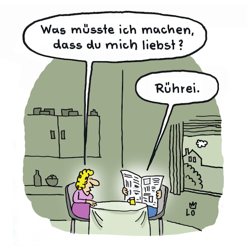 Cartoon: Liebesbeweis (medium) by Lo Graf von Blickensdorf tagged liebe,ehepaar,küche,mann,frau,rührei,liebesbeweis,karikatur,lo,cartoon,frage,ehemann,ehefrau,liebe,ehepaar,küche,mann,frau,rührei,liebesbeweis,karikatur,lo,cartoon,frage,ehemann,ehefrau