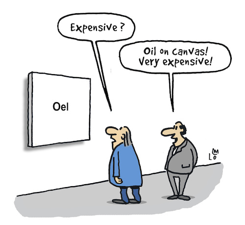 Cartoon: Oel on canvas (medium) by Lo Graf von Blickensdorf tagged oel,on,canvas,gallery,art,english,gasoline,prices,oel,on,canvas,gallery,art,english,gasoline,prices