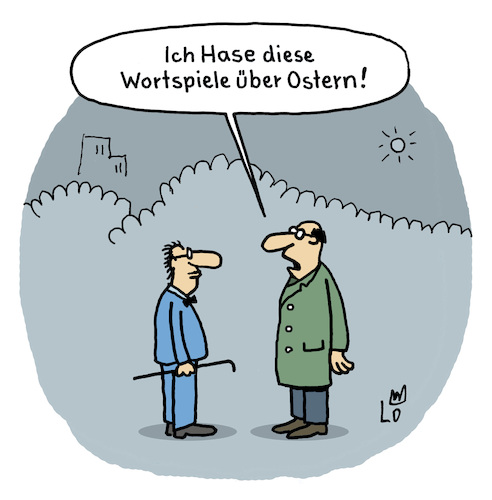 Cartoon: Osterwortspiele (medium) by Lo Graf von Blickensdorf tagged ostern,wortspiele,mann,hase,osterwortspiele,karikatur,lo,graf,cartoon,witzzeichner,osterfeiertage,ostermontag,nachbar,kritik,ostereier,suche,ostern,wortspiele,mann,hase,osterwortspiele,karikatur,lo,graf,cartoon,witzzeichner,osterfeiertage,ostermontag,nachbar,kritik,ostereier,suche