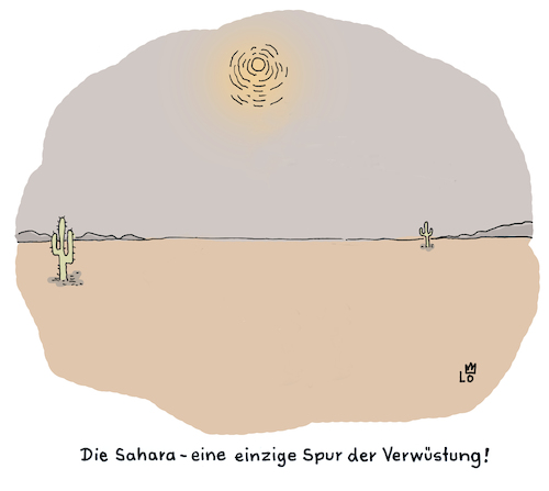 Cartoon: Sahara (medium) by Lo Graf von Blickensdorf tagged wüste,afrika,sahara,verwüstung,blutregen,wüstenstaub,wüstensand,saharasand,wetter,wüste,afrika,sahara,verwüstung,blutregen,wüstenstaub,wüstensand,saharasand,wetter