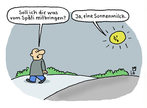 Cartoon: Sonnenmilch (medium) by Lo Graf von Blickensdorf tagged sommer,sonne,späti,sonnenmilch,uv,schutz,karikatur,lo,graf,cartoon,sonnenschutz,urlaub,sommer,sonne,späti,sonnenmilch,uv,schutz,karikatur,lo,graf,cartoon,sonnenschutz,urlaub