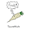Cartoon: Tic (small) by Lo Graf von Blickensdorf tagged tourettesyndrom,raphanus,tourette,tic,fuck,syndrom,rettich,wortspiel,cartoon,gemüse