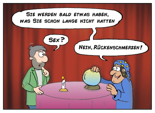 Cartoon: Wahrsager Sex (medium) by freshdj tagged wahrsahger,schmerzen