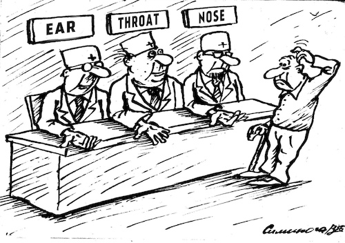 Cartoon: medical reform (medium) by vadim siminoga tagged medicine,reform,ear,throat,nose,poverty,test